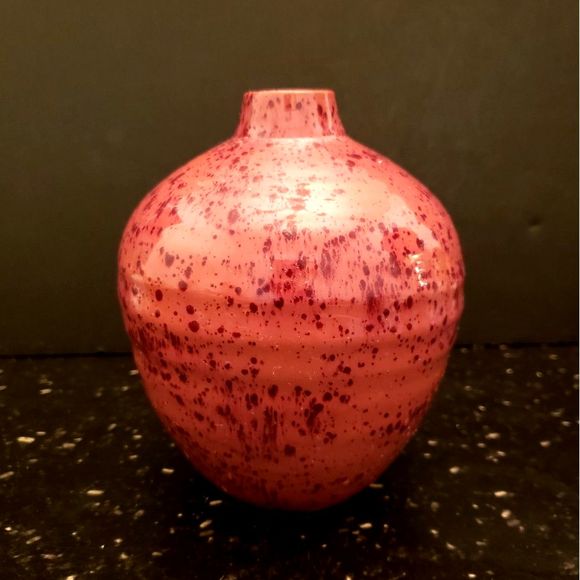 Arti Aruba Round Studio Pottery Vase Red Pink Burgundy Splatter Ceramic Vintage - Picture 1 of 11